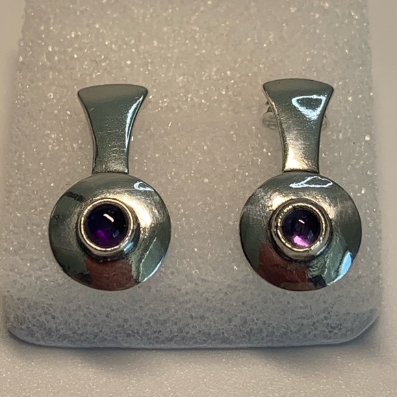 Silpada - Shube Vintage Petite Rare Sterling Silver & Amethyst Post Earrings - Picture 11 of 16
